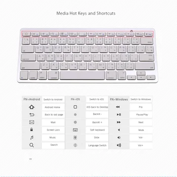 Thai Layout Mini Tastatura Bluetooth pentru iPad Pro/Surface Pro/Tablete Mini Tastatura Wireless pentru Windows/Android/IOS