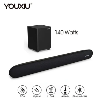 140W TV Soundbar Home Theater Sistem de Sunet 2.1 Speaker Bluetooth Suport Optic AUX Coaxial Stereo Sound Bar Subwoofer Pentru TV