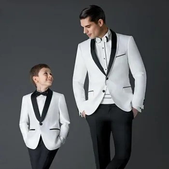 Nouă băieți costume pentru nunti Copii Costum nou Alb/Negru Copil Nunta Bal Costume, blazere, pentru băieți Tuxedo(Sacou+Pantaloni+Cravata )