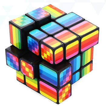 Magic Cube Magnetique Anti Stres bandajat cub Curcubeu din PVC Autocolant Viteza Cuburi Puzzle Neo Cube Copii Jucarii Educative cadou
