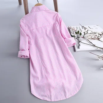 Plus Dimensiune Femei tunica Tricouri Chic Dungi Bluza de Toamna Doamnelor de Mari Dimensiuni Buton Lace V-Neck Maneca Lunga Camasa Bluza blusas 5XL