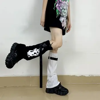 Toamna Iarna Punk Gotice Dantela-Up Despicare Japonez Harajuku Picior Cald Picior Ciorap Negru Peste Genunchi Ciucure Picior Acoperi