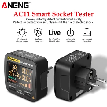 AC11 Digital Soclu Inteligent Tester Tensiune de Test Soclu Detector de US/UK/eu/AU Plug Ground Zero Linie Faza Verifica Rcd NCV test