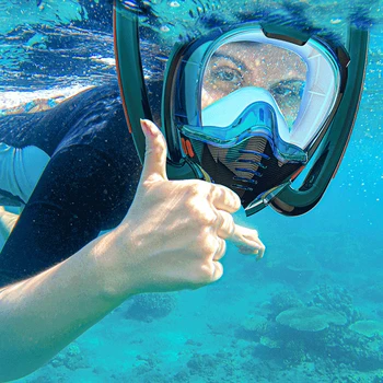 Înot Masca Dublu Tub De Respiratie Snorkeling Scuba Diving Feței Ochelari De Protecție Piscină Accesorii Impermeabil Echipamente Pentru Înotători